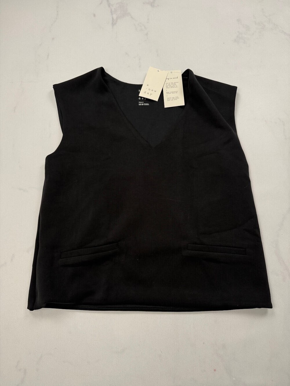 A New Day Black Vest Modern Classic Minimalist - Womens Small